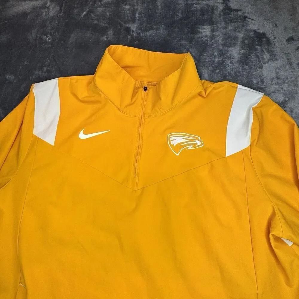 NIKE Sz L Emory University Eagles Coaches Performance 1/4 Zip Jacket Gold Yellow